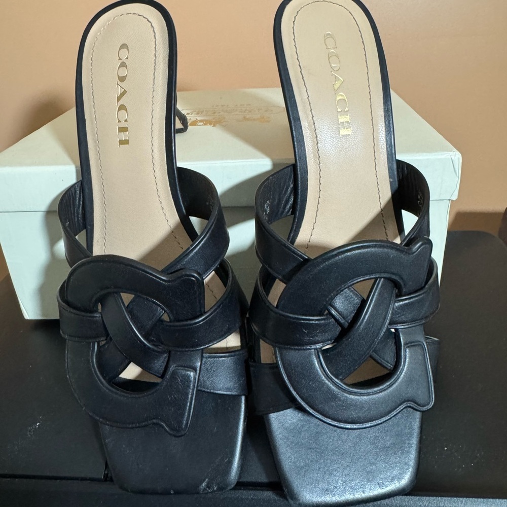 Coach Black Women's Kitten Heel Sandals